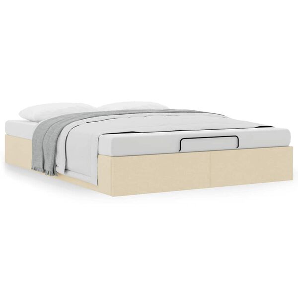 vidaXL Osmansk&yacute; r&aacute;m postele bez matrac&iacute; kr&eacute;mově 140x200 cm textil