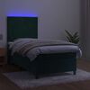 vidaXL Box spring postel s matrac&iacute; a LED tmavě zelen&aacute; 100x200 cm samet