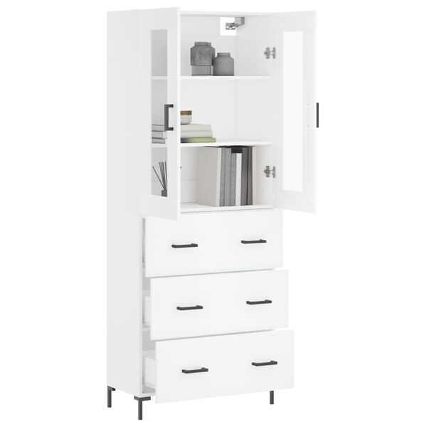 vidaXL Skř&iacute;ň highboard b&iacute;l&aacute; 69,5 x 34 x 180 cm kompozitn&iacute; dřevo