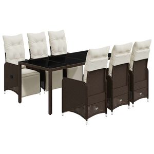 vidaXL 7d&iacute;ln&yacute; zahradn&iacute; bistro set s podu&scaron;kami hněd&yacute; polyratan