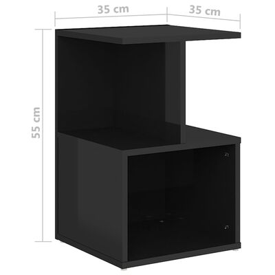 vidaXL Noční stolek černý s vysokým leskem 35 x 35 x 55 cm dřevotříska