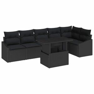 vidaXL Sada zahradn&iacute;ch pohovek 7 ks Čern&aacute;