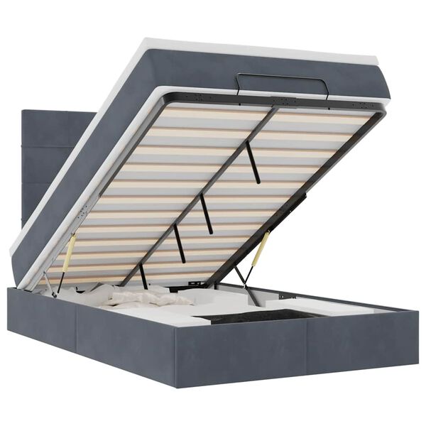 vidaXL Osmanský rám postele s matracemi tmavě šedá 120x190 cm samet