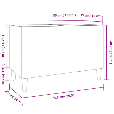 vidaXL Skříňka na LP desky hnědý dub 74,5x38x48 cm kompozitní dřevo