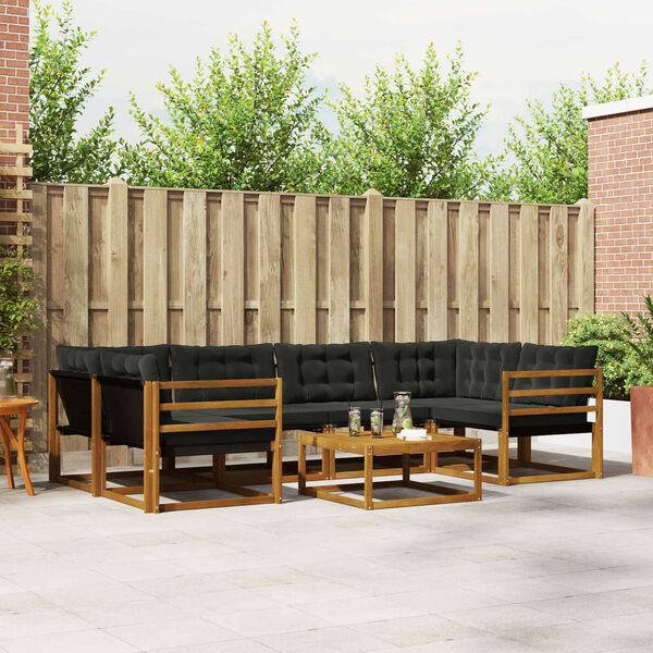 vidaXL Venkovn&iacute; pohovkov&aacute; souprava s pol&scaron;t&aacute;řem 7 pcs Přirozen&aacute; a čern&aacute;