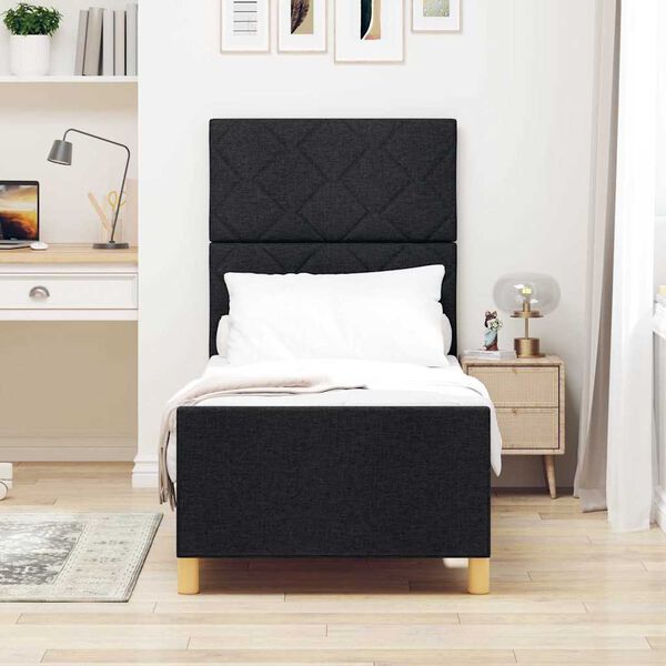 vidaXL R&aacute;m postele s čelo Čern&aacute; 80 x 200 cm textil