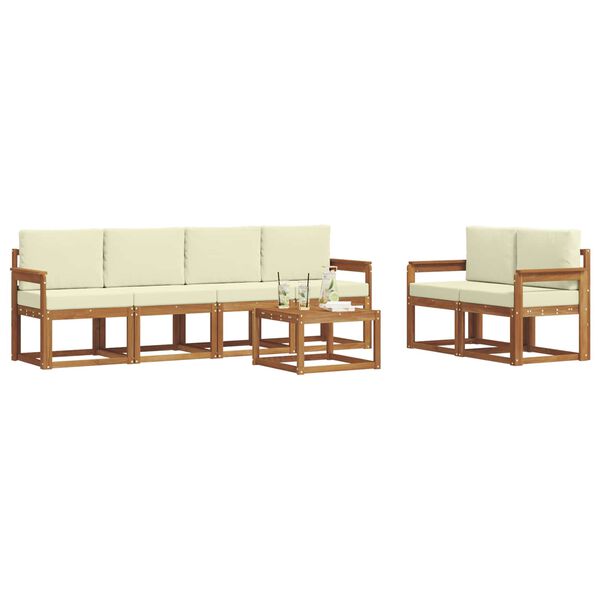 vidaXL Venkovn&iacute; pohovkov&aacute; souprava 7 pcs Přirozen&aacute; a Kr&eacute;mov&aacute;