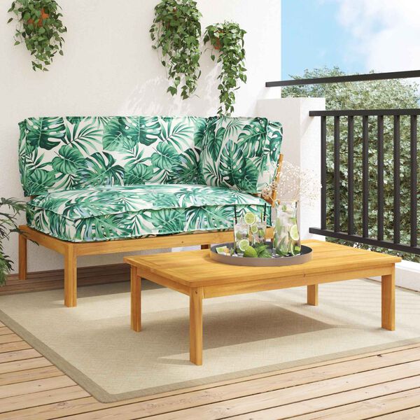 vidaXL Set pohovek s pol&scaron;t&aacute;řem 2 pcs Vzor listů Masivn&iacute; ak&aacute;tov&eacute; dřevo