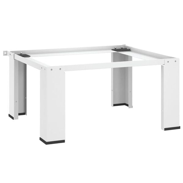 vidaXL Dvojit&yacute; podstavec pod pračku s v&yacute;suvn&yacute;mi policemi b&iacute;l&yacute;