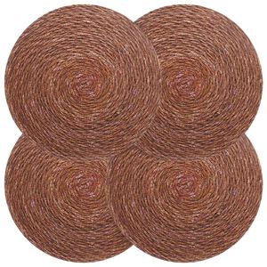 vidaXL Ubrousky z mořsk&eacute; tr&aacute;vy 4 pcs Hněd&aacute; &Oslash; 30 cm 100% mořsk&aacute; tr&aacute;va