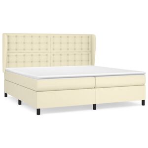 vidaXL Box spring postel s matrac&iacute; kr&eacute;mov&aacute; 200x200 cm uměl&aacute; kůže