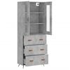 vidaXL Skř&iacute;ň highboard betonově &scaron;ed&aacute; 69,5x34x180 cm kompozitn&iacute; dřevo