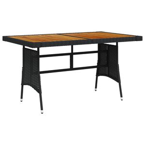 vidaXL Zahradn&iacute; stůl čern&yacute; 130 x 70 x 72 cm polyratan a masivn&iacute; ak&aacute;cie