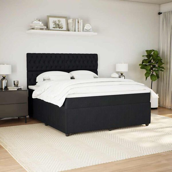 vidaXL Box spring postel s matrac&iacute; čern&aacute; 180x200 cm samet