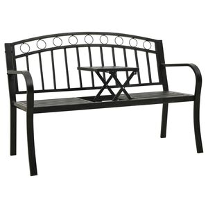 vidaXL Zahradn&iacute; lavice se stolkem čern&aacute; 120 cm ocel