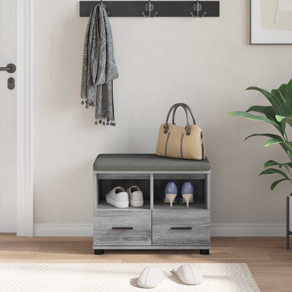 vidaXL Chodbičkov&aacute; lavice s pol&scaron;t&aacute;řem &Scaron;ed&aacute; Sonoma 60 x 38 x 46 cm