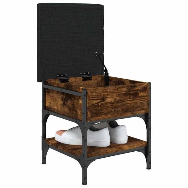 vidaXL Lavice s botn&iacute;kem kouřov&yacute; dub 42 x 42 x 45 cm kompozitn&iacute; dřevo