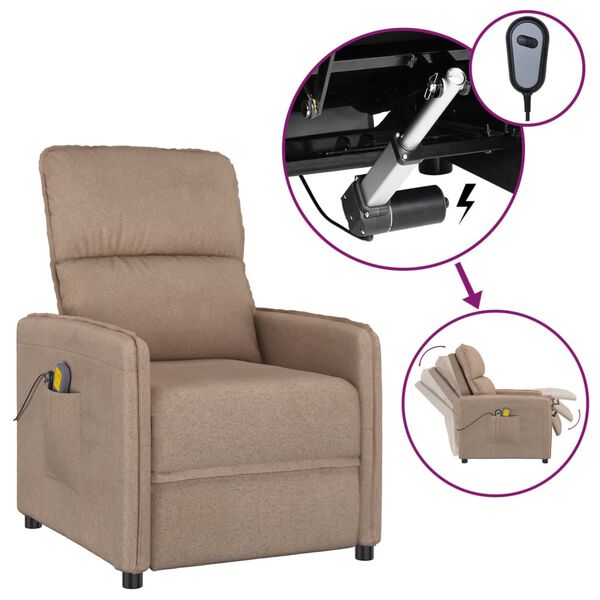 vidaXL Elektrick&eacute; mas&aacute;žn&iacute; křeslo taupe l&aacute;tka z mikrovl&aacute;kna