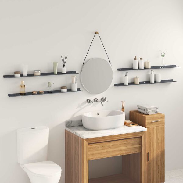 vidaXL Plovouc&iacute; police N&aacute;stěnn&yacute; 4 pcs Antracit 100 x 9 x 2,5 cm Ocel