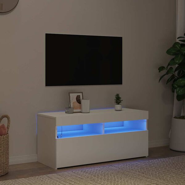 vidaXL TV skříňka s LED osvětlením bílá 90 x 35 x 40 cm