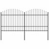 vidaXL Zahradn&iacute; plot s kop&iacute;m nahoře ocelov&yacute; 337 x 175 cm čern&yacute;