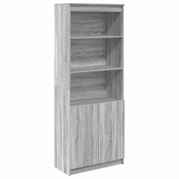vidaXL Skř&iacute;ň highboard &scaron;ed&aacute; sonoma 70 x 35 x 180 cm kompozitn&iacute; dřevo