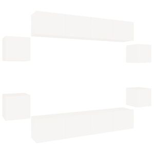 vidaXL 8d&iacute;ln&yacute; set TV skř&iacute;něk b&iacute;l&yacute; kompozitn&iacute; dřevo