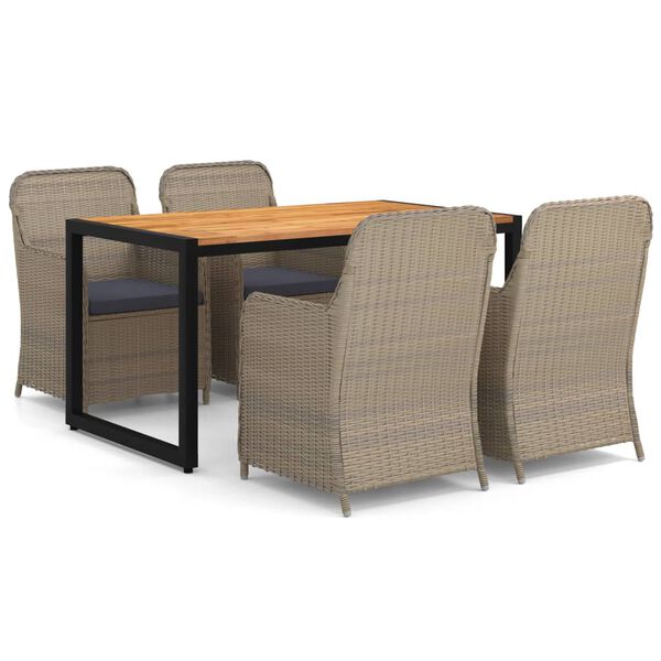 vidaXL 5d&iacute;ln&yacute; zahradn&iacute; j&iacute;deln&iacute; set hněd&yacute;