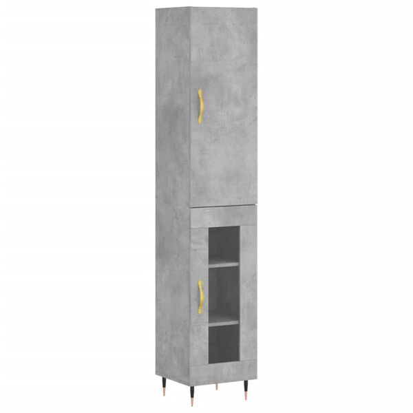 vidaXL Skř&iacute;ň highboard betonově &scaron;ed&aacute; 34,5x34x180 cm kompozitn&iacute; dřevo