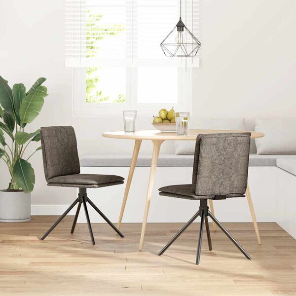 VidaXL J&iacute;deln&iacute; židle Tmavě &scaron;ed&aacute; uměl&aacute; semi&scaron;ov&aacute; kůže