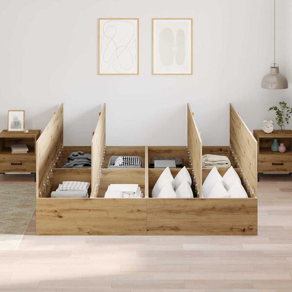 vidaXL R&aacute;m postele s &uacute;ložn&yacute;m prostorem Artisanov&yacute; dub 200 x 200 cm