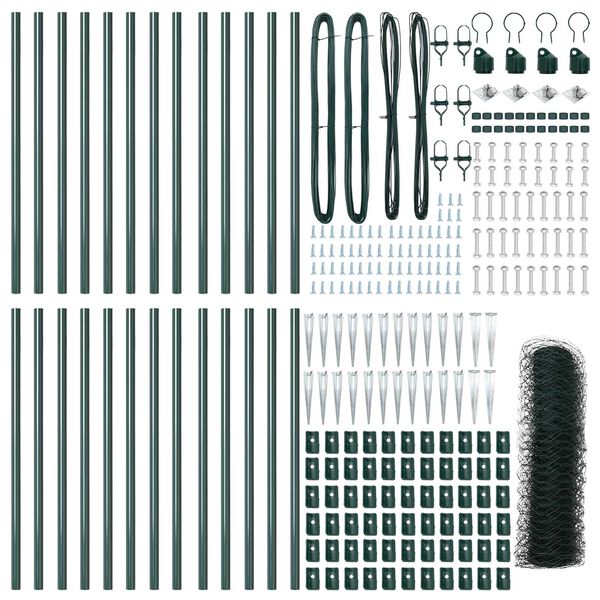 vidaXL Plotov&yacute; sloupek. Zelen&aacute; 50 x 1 m (36 mm s&iacute;ť) Ocel a PVC