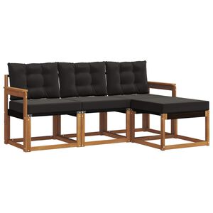 vidaXL Venkovn&iacute; pohovkov&aacute; souprava s pol&scaron;t&aacute;řem 4 pcs Přirozen&aacute; a čern&aacute;