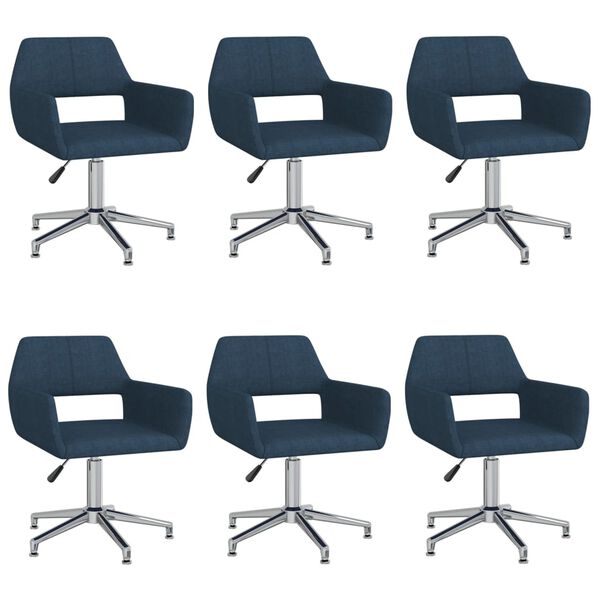 vidaXL Otočn&eacute; j&iacute;deln&iacute; židle 6 ks modr&eacute; textil