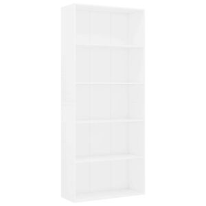 vidaXL 5patrov&aacute; knihovna b&iacute;l&aacute; 80 x 30 x 189 cm kompozitn&iacute; dřevo