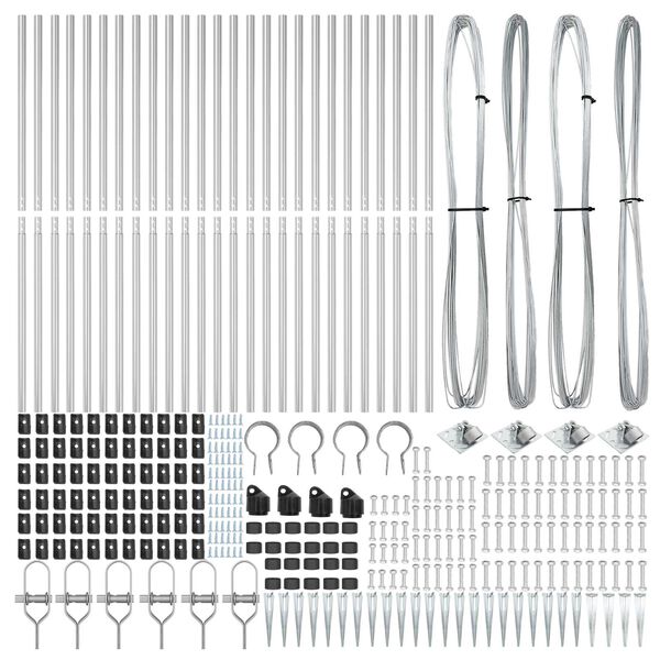 vidaXL Plotový sloupek. Jiný 26 pcs Šedá 3,2 x 3,2 x 140 cm Ocel