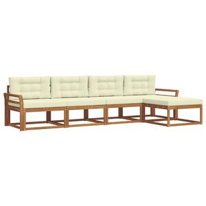 vidaXL Venkovn&iacute; pohovkov&aacute; souprava 5 pcs Přirozen&aacute; a Kr&eacute;mov&aacute;