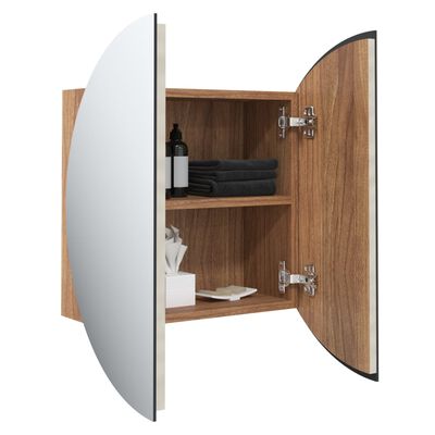 vidaXL Koupelnová skříňka s kulatým zrcadlem a LED dub 47x47x17,5 cm