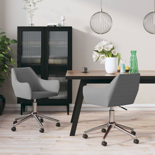 vidaXL Otočn&eacute; j&iacute;deln&iacute; židle 2 ks světle &scaron;ed&eacute; textil