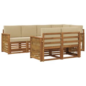 vidaXL Rohov&aacute; sofa sada s pol&scaron;t&aacute;řem 6 pcs Př&iacute;rodn&iacute;