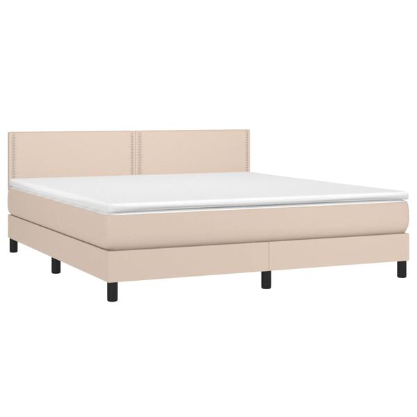 vidaXL Box spring postel s matrac&iacute; cappuccino 180 x 200 cm uměl&aacute; kůže