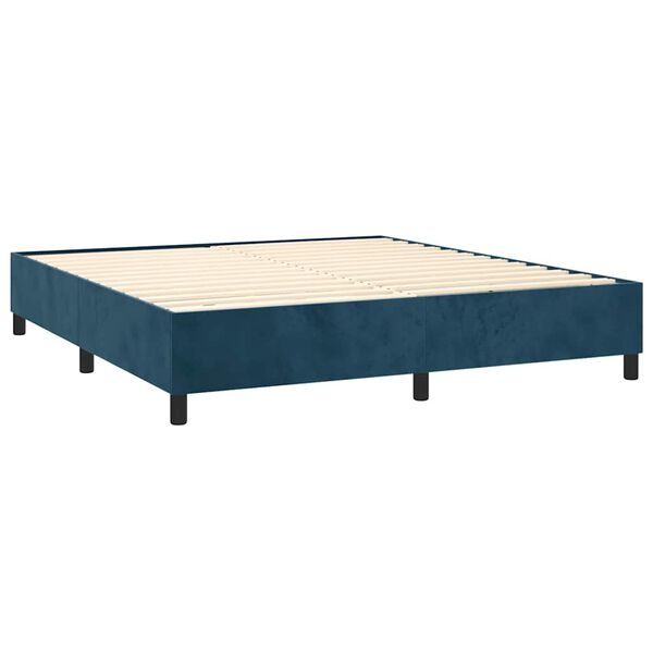 vidaXL Box spring postel s matrac&iacute; tmavě modr&aacute; 160x200 cm samet
