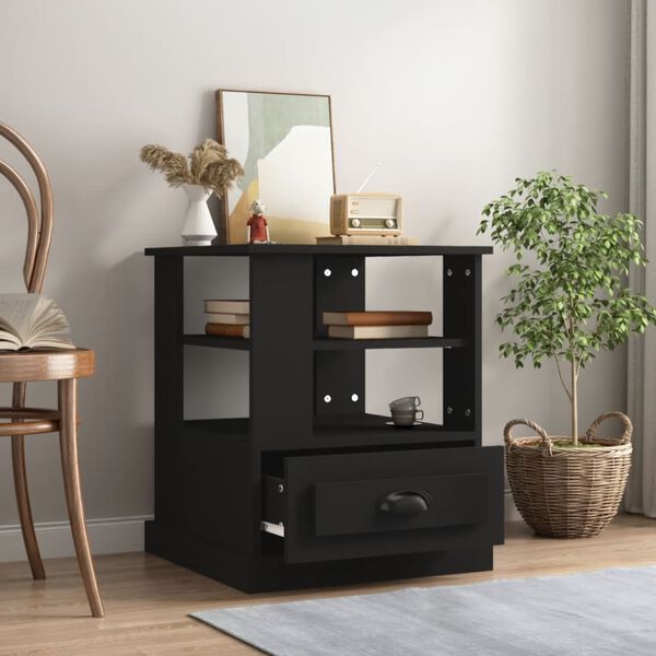 vidaXL Odkl&aacute;dac&iacute; stolek čern&yacute; 50 x 50 x 60 cm kompozitn&iacute; dřevo