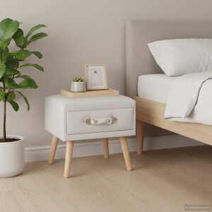 vidaXL Nočn&iacute; stolek b&iacute;l&yacute; 40 x 35 x 40 cm uměl&aacute; kůže