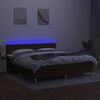 vidaXL Box spring postel s matrac&iacute; a LED tmavě hněd&aacute; 180x200 cm textil