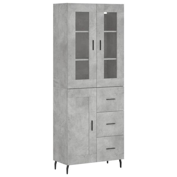 vidaXL Skř&iacute;ň highboard betonově &scaron;ed&aacute; 69,5x34x180 cm kompozitn&iacute; dřevo