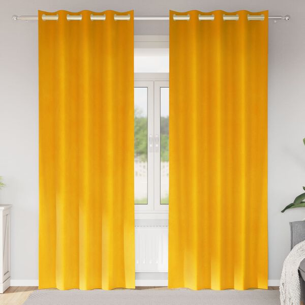 vidaXL Zatemňovac&iacute; z&aacute;věsy 2 pcs Hořčicově žlut&aacute; 140 x 225 cm samet