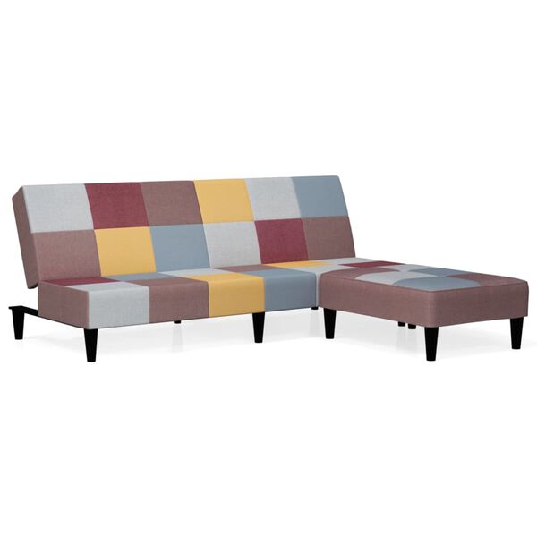 vidaXL 2m&iacute;stn&aacute; rozkl&aacute;dac&iacute; pohovka s podnožkou v&iacute;cebarevn&aacute; textil