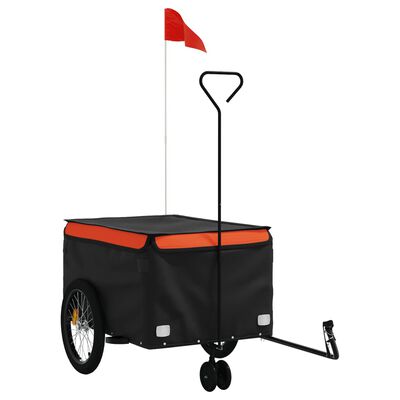 vidaXL Vozík za kolo černý a oranžový 45 kg železo
