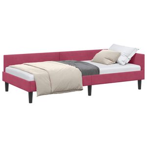vidaXL Rohov&yacute; r&aacute;m postele V&iacute;no Červen&eacute; 90 x 190 cm samet